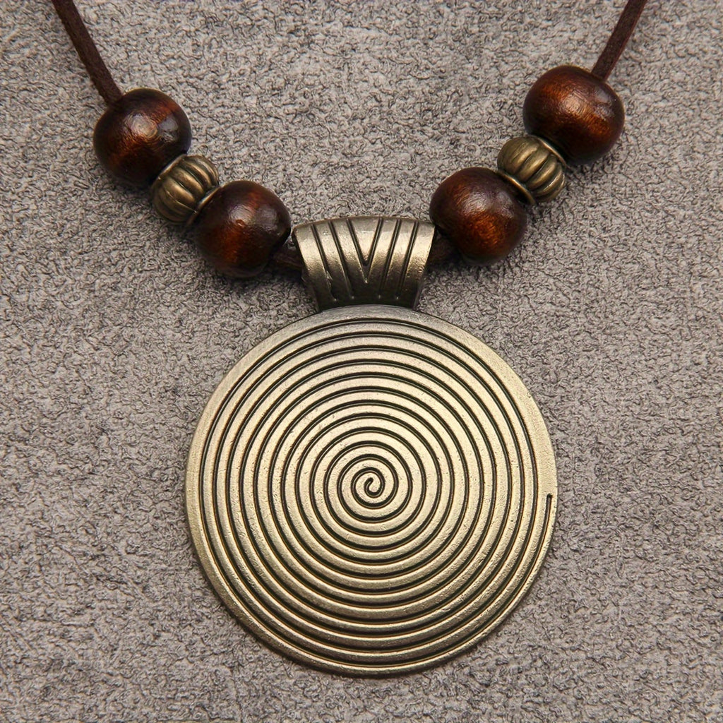 Vintage Twelve Constellations Wooden Beaded Pendant Necklace