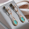 Elegant Gold Plated Teardrop Zirconia Long Pendant Earrings