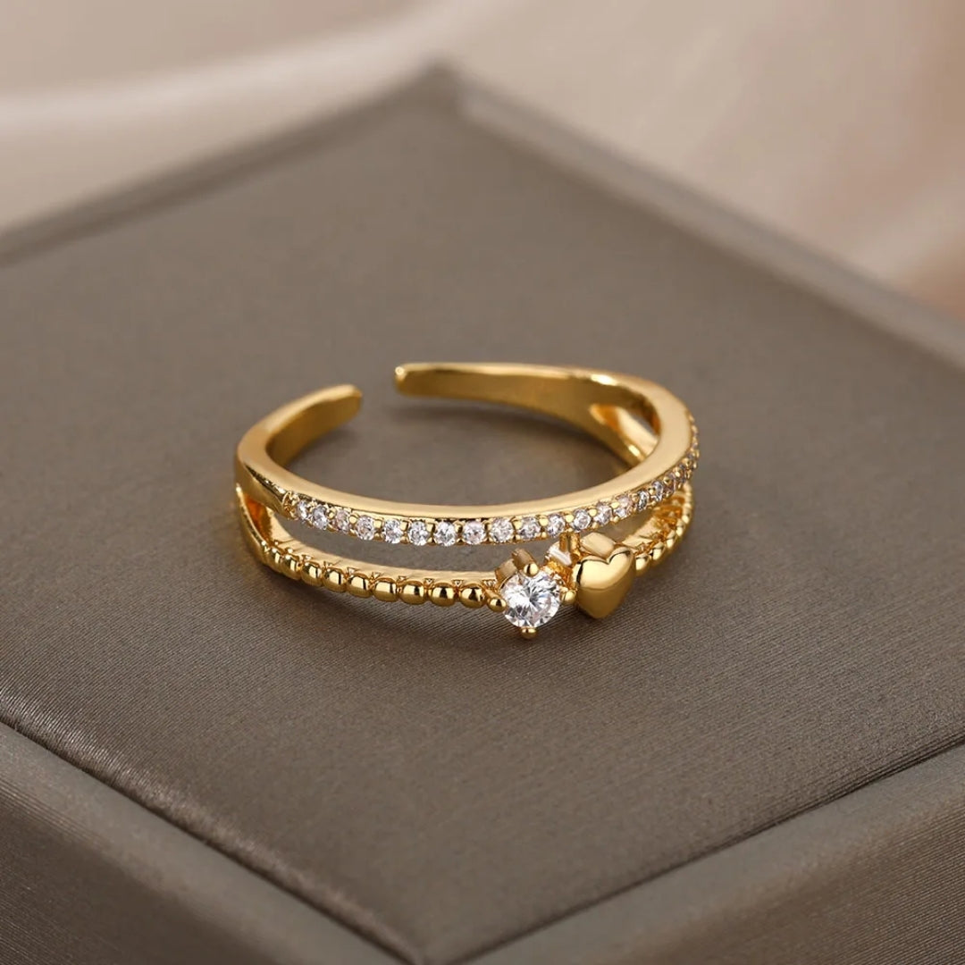Verstellbarer, mehrschichtiger Ring in leuchtendem Gold