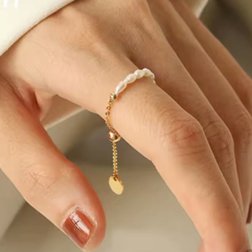 Anello pendente regolabile con perla