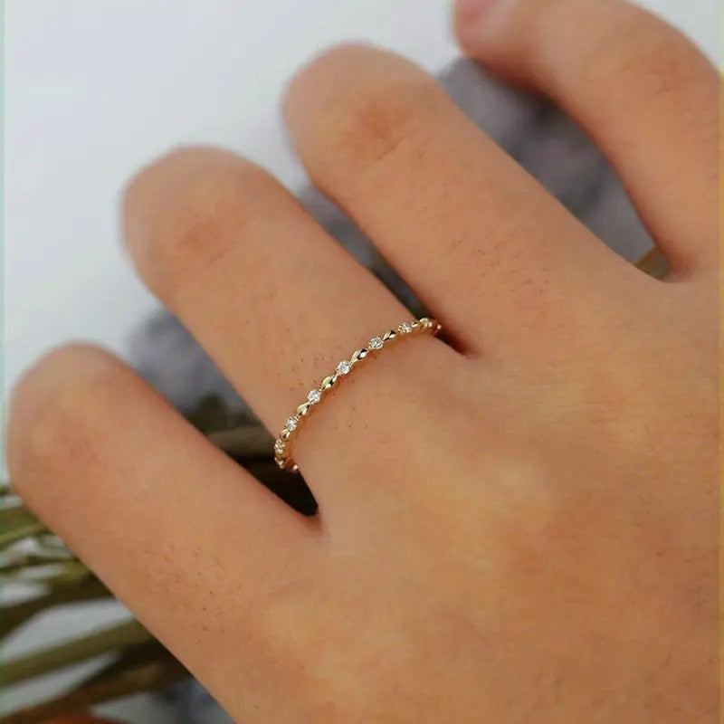 Classic Simple Zirconia Diamond Accent Gold Plated Ring