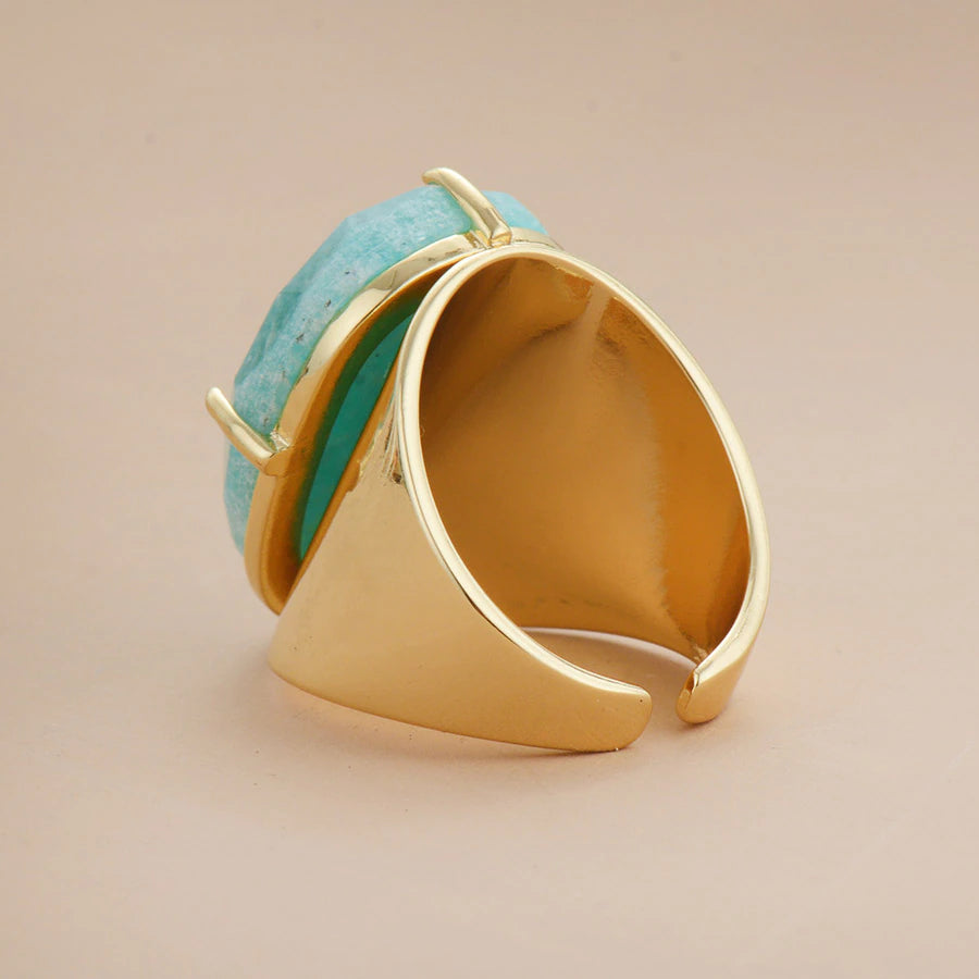 Justerbar statement-ring med amazonitt