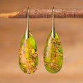 Elegant Natural Stone Grass Green Teardrop Earrings