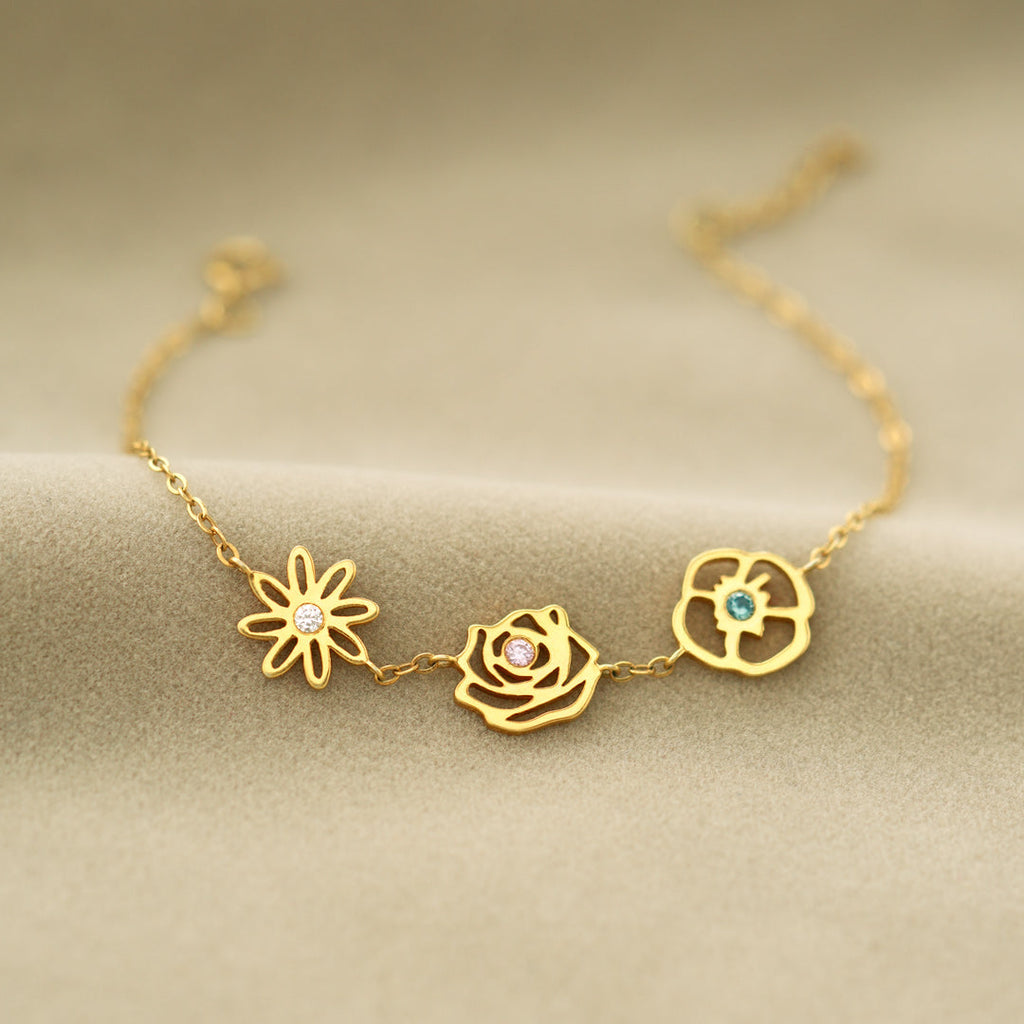 Birth Flowers Bracelet-Meaningful Family Jewelry