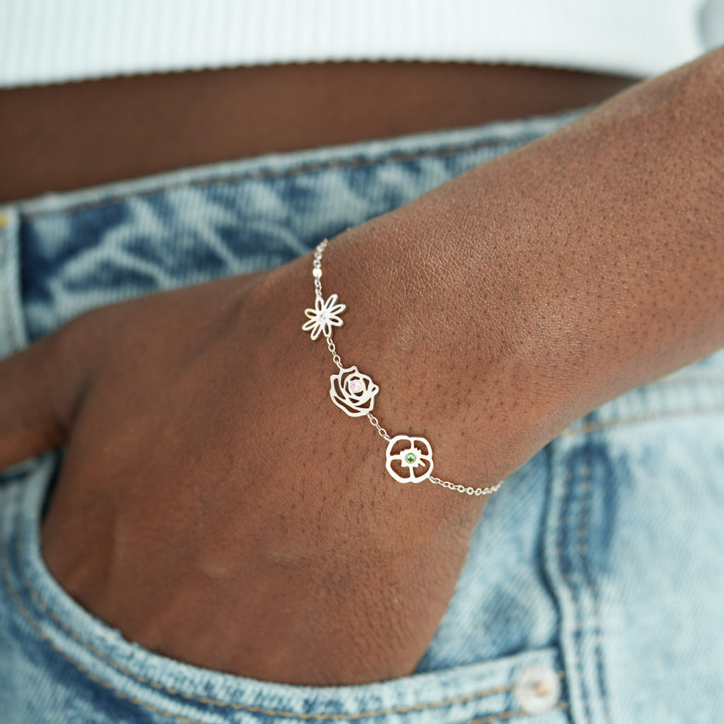 Birth Flowers Bracelet-Meaningful Family Jewelry
