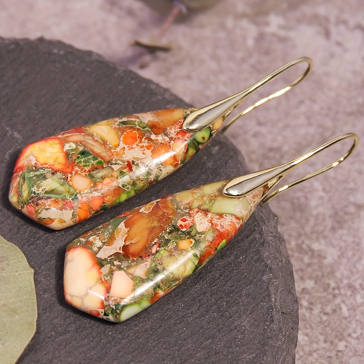 Vintage Boho Multicolor Natural Stone Earrings