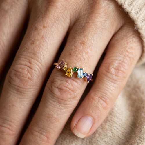 Art Deco Geometric Cubic Zirconia Gold Ring