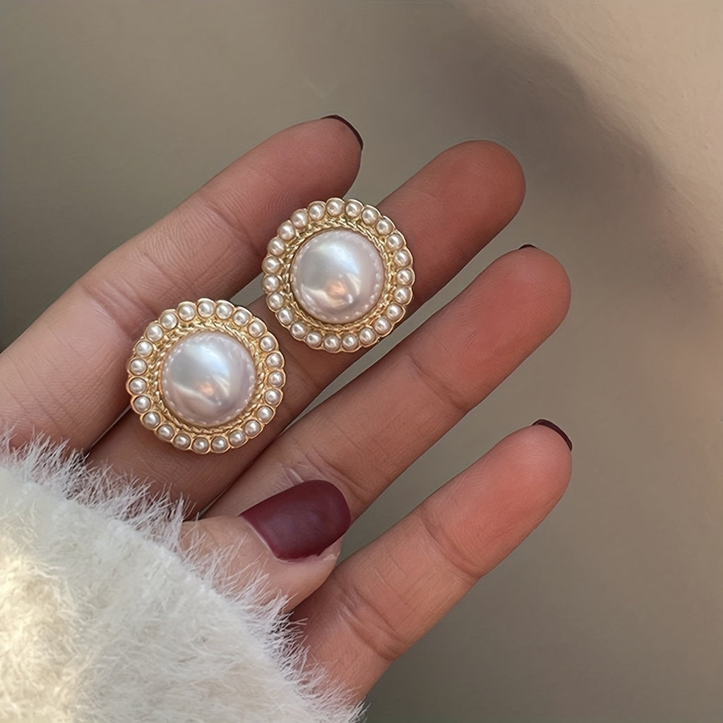 Vintage Pearl Earrings Gold Drop