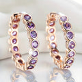 Elegant Ethnic Style Purple Zirconia Crystal Hoop Earrings