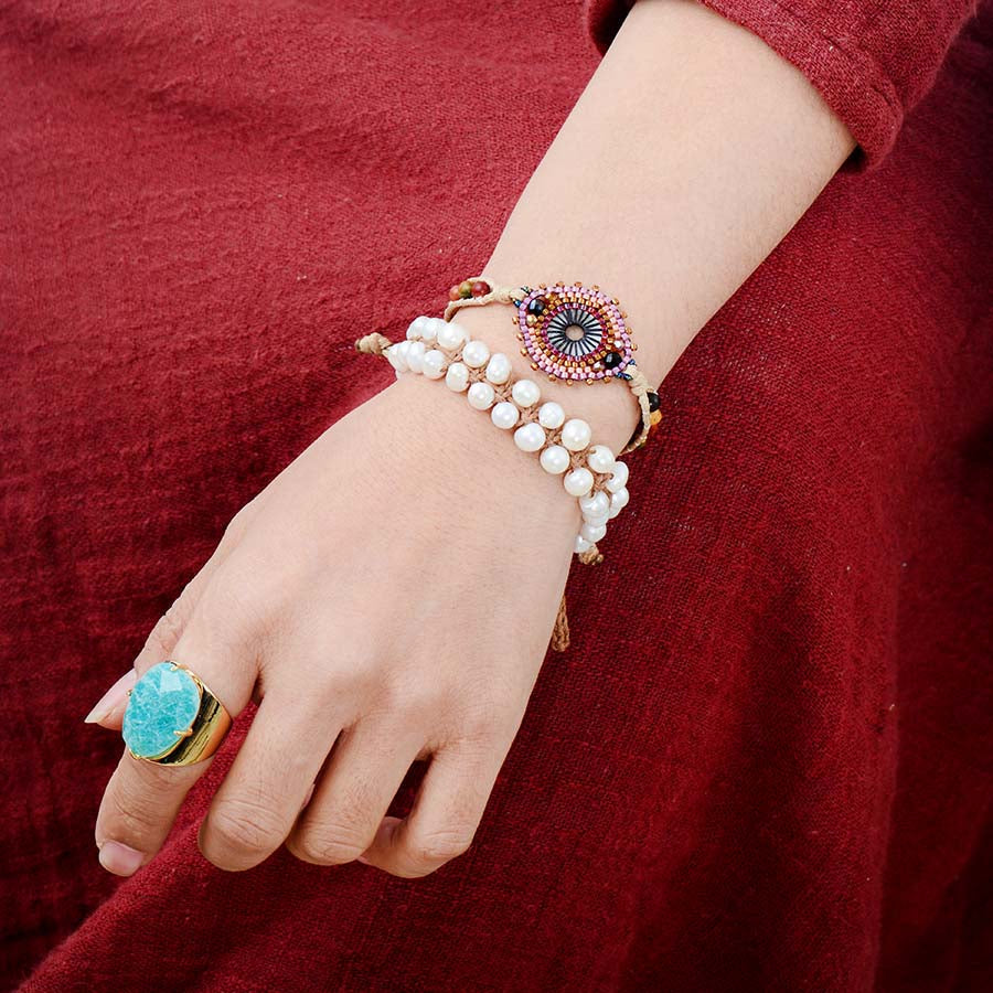 Justerbar statement-ring med amazonitt
