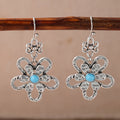 Vintage Bohemian Turquoise Flower Drop Earrings