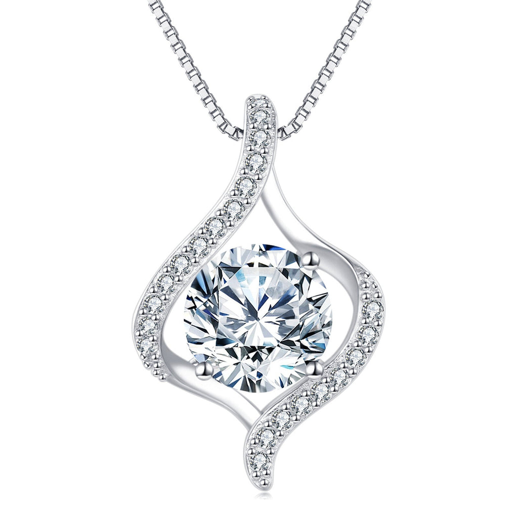 Collier pendentif élégant en argent sterling 925 avec moissanite, design torsadé et accents scintillants