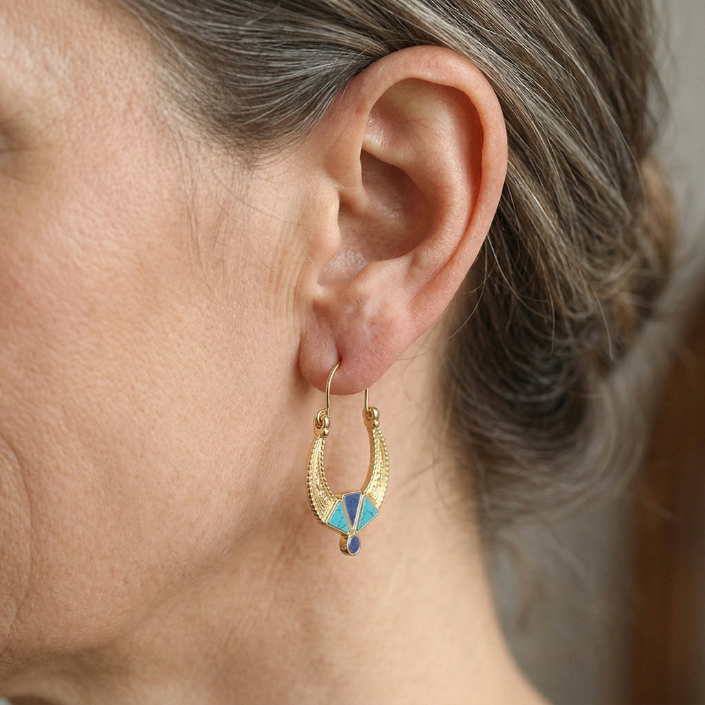 Retro Bohemian Textured Geometric Hoop Earrings