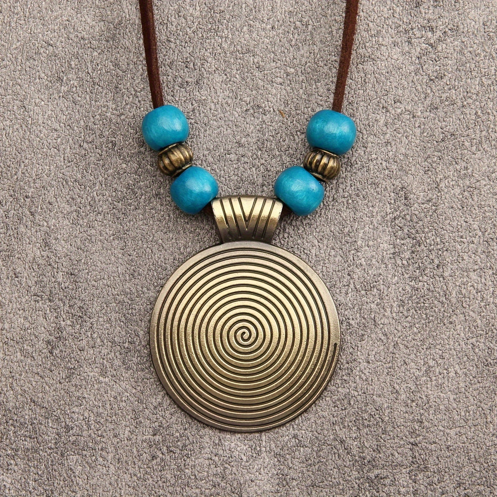 Vintage Twelve Constellations Wooden Beaded Pendant Necklace