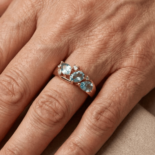 Blue Zirconia Ring in Gold