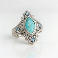 Bohemian Retro Style Blue Crystal Inlaid Turquoise Ring