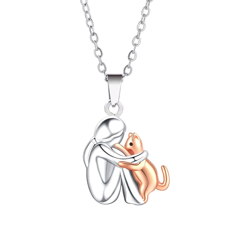 "For Eternity in Your Heart" Necklace with Cat Pendant