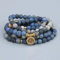 Βραχιόλι Mala με 108 φυσικούς λίθους Πικάσο Jasper και μπλε πέτρα