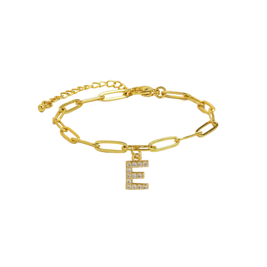 Dainty Paperclip Letter Initial Bracelet