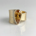 Elegant Retro Gold Plated Teardrop Zirconia Inlaid Wide Band Ring