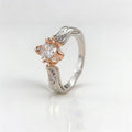 Elegant Silver Plated Zirconia Inlaid Two Tone Rose Flower Ring