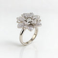 Elegant Vintage Style Silver Plated Floral Diamond Ring