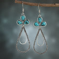 Elegant Vintage Turquoise Clover Teardrop Earrings