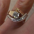Elegant Two Tone Gold Round Cut Zirconia Swirl Ring