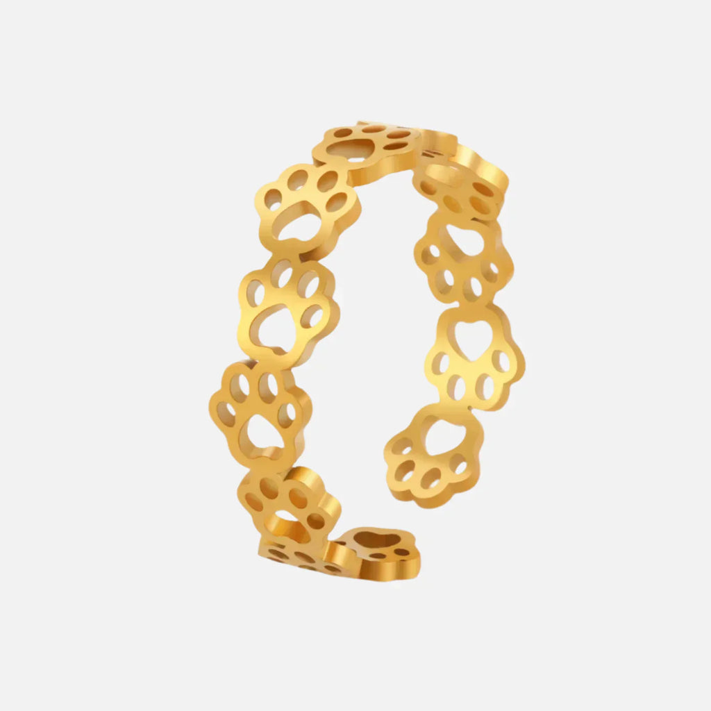 Nevae - Adjustable paw printing ring made of silver and gold