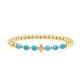 Vintage Turquoise Beaded Cross Charm Bracelet