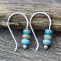 Minimalist Boho Style Turquoise Bead Hook Earrings