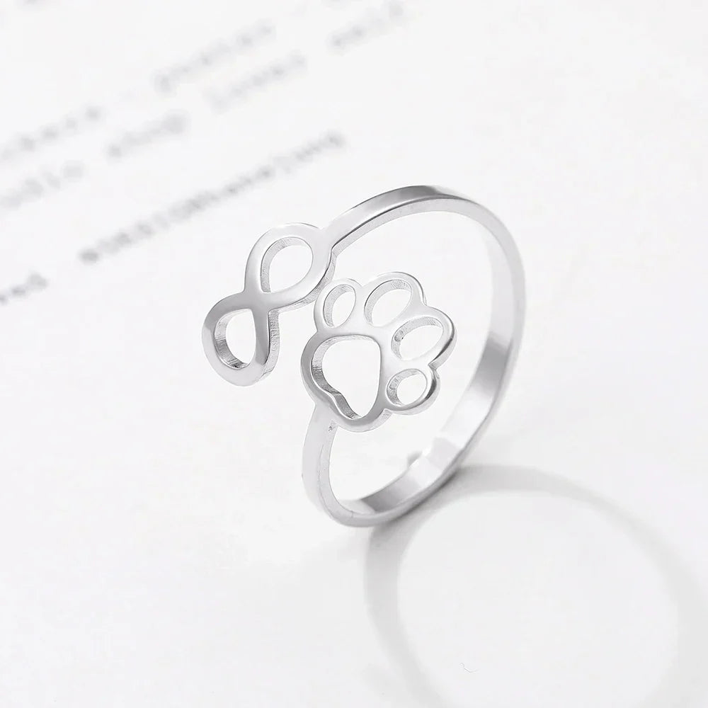 Verstellbarer Infinity-Pfotenring – Edelstahl