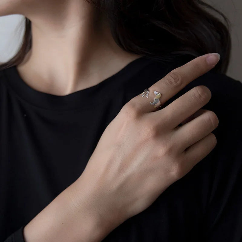 Δαχτυλίδι Ντάξχουντ από Ασήμι 925 Sterling – Ρυθμιζόμενο Μέγεθος