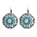 Turquoise & Pearl Vintage Silver Plated Drop Earrings