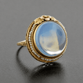 Vintage Floral Design Rounded Moonstone Ring