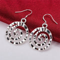Vintage Hammered Spiral Silver Plated Earrings
