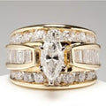 Vintage Split Princess Cut Zirconia Gold Plated Band Ring