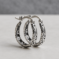 Vintage Irish Celtic Rune Hoop Earrings