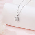 Collier pendentif carré élégant en moissanite avec halo en argent sterling 925 sur chaîne délicate en argent – Bijoux de luxe intemporels