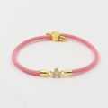 Dainty Personalized Initial Cord Bracelet with Pavé Diamond Charm