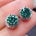 Elegant Sparkling Inlay Green Zirconia Flower Stud Earrings