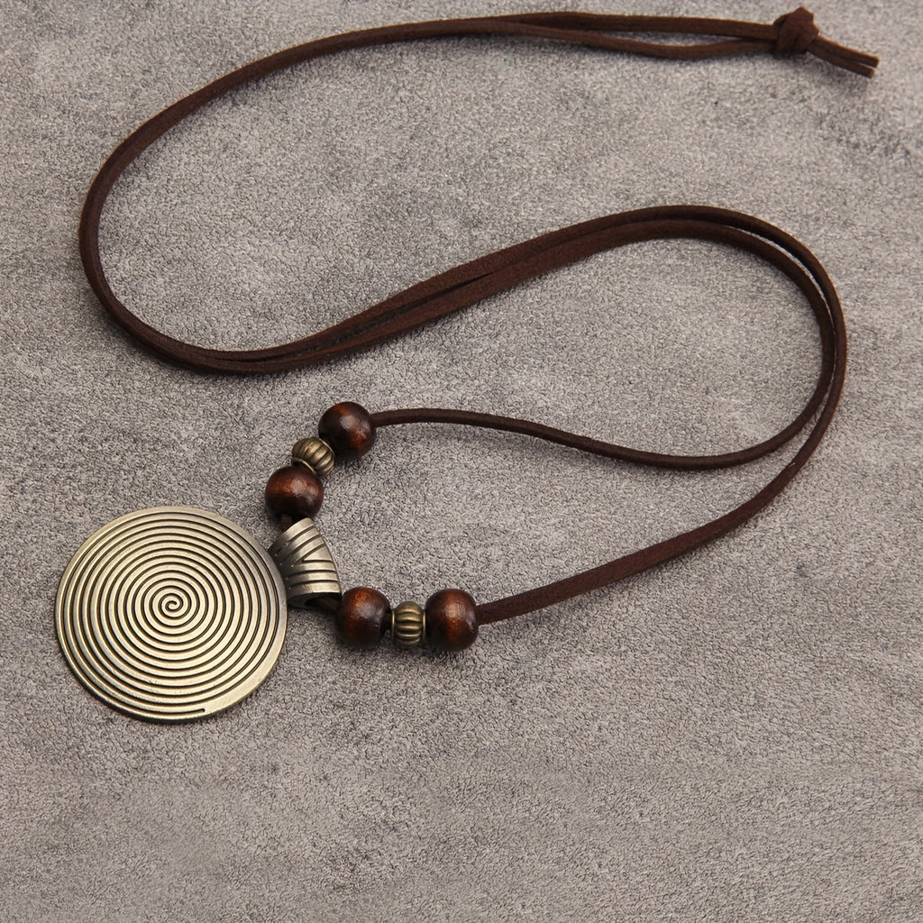 Vintage Twelve Constellations Wooden Beaded Pendant Necklace