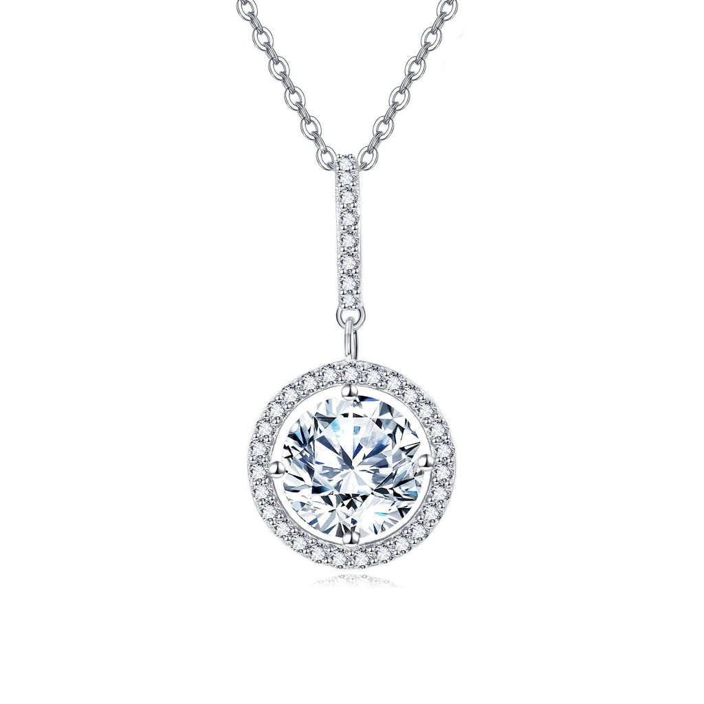 925 sterlinghopeinen elegantti solitaire-moissanittikaulakoru valkokullalla pinnoitettuna – ajaton ylellisyyskoru