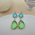 Gold Peridot Minimalist Drop Earrings