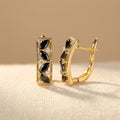 Marquise Black Cubic Zirconia Gold Hoop Earrings