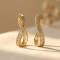 Luxurious Copper Gold Plated Zirconia Circular Hoop Earrings