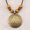 Vintage Twelve Constellations Wooden Beaded Pendant Necklace