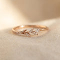 Delicate Leaf Cubic Zirconia Gold Wedding Ring