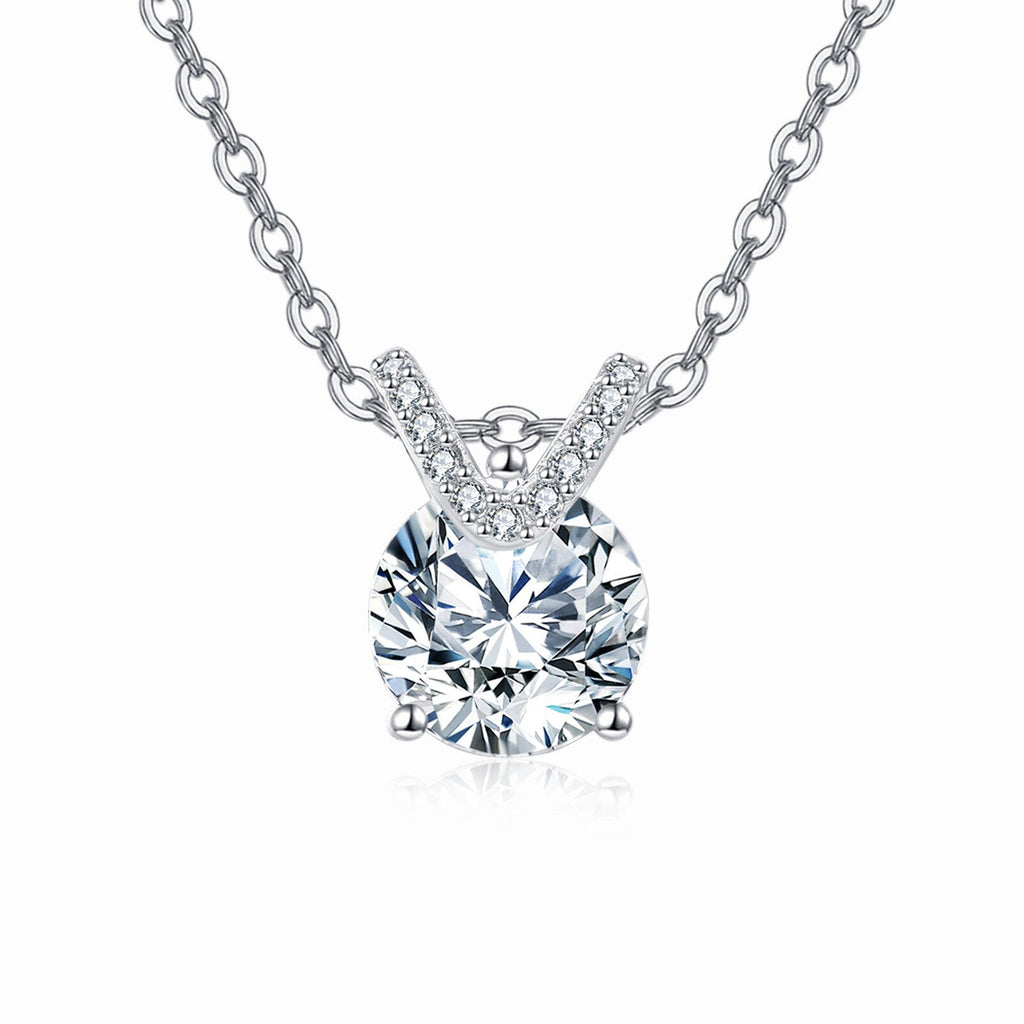 925 Sterling Hopea Elegantti Solitaire Moissanite Kaulakoru Hopeaketjulla: Ajaton Kauneus Kohtaa Modernin Eleganssin