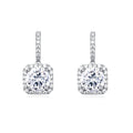 Boucles d'oreilles puces élégantes en moissanite avec halo en argent sterling 925, vente en gros, plaquées or blanc